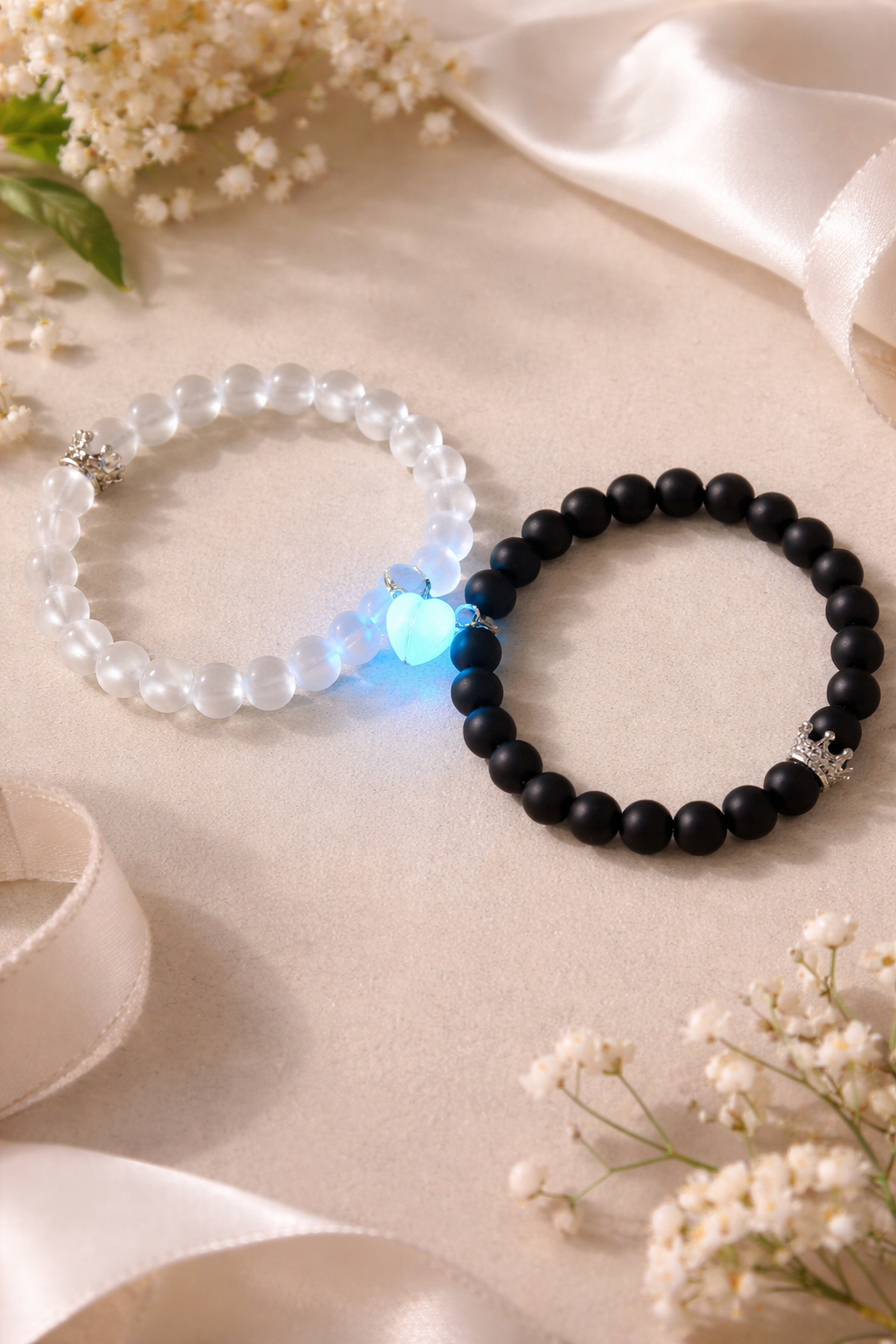 2pcs glow in the dark lover bracelets with a pair of beleket bff bracelets